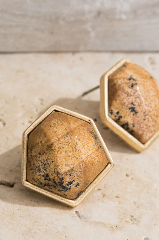 Urbanista Earrings Jasper Hexagon Earring 3 Urbanista Earrings Jasper Hexagon Earring