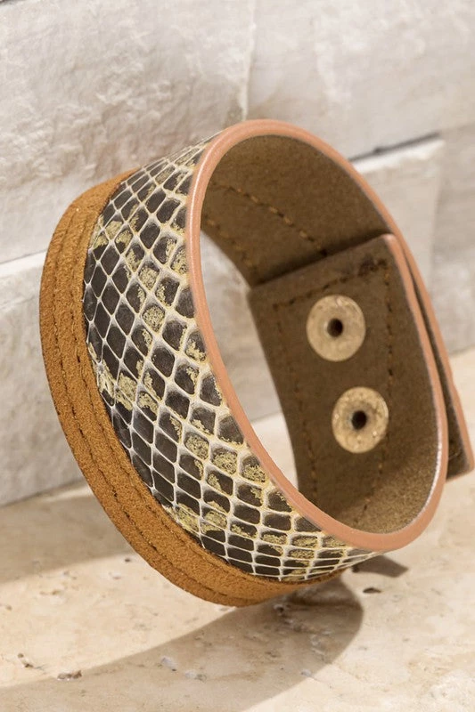 Urbanista Bracelets Brown Faux Snakeskin Suede Bracelet 3 Urbanista Bracelets Brown Faux Snakeskin Suede Bracelet