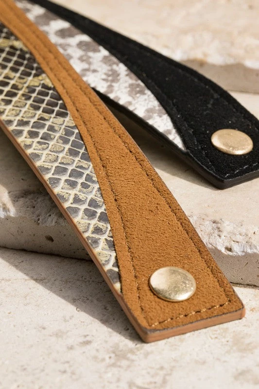 Urbanista Bracelets Brown Faux Snakeskin Suede Bracelet 4 Urbanista Bracelets Brown Faux Snakeskin Suede Bracelet