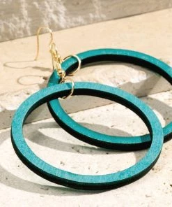 Urbanista Earrings The Halsey Wood Earring In Aqua