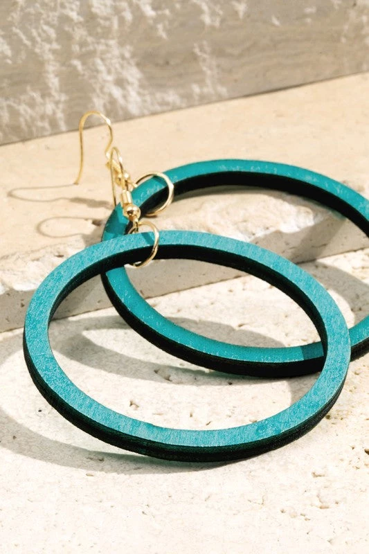 Urbanista Earrings The Halsey Wood Earring In Aqua 3 Urbanista Earrings The Halsey Wood Earring In Aqua