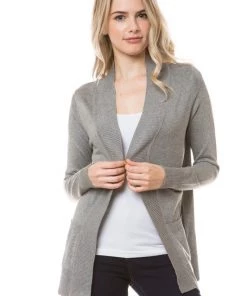 Cielo The Greta Cardigan In Heather Grey Tops