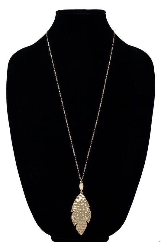 Urbanista Necklaces Hammered Leaf Pendant In Gold 4 Urbanista Necklaces Hammered Leaf Pendant In Gold