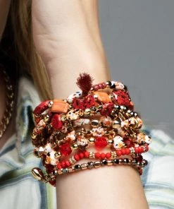 Urbanista Necklaces Lava Layered Bead Stretch Bracelet Set