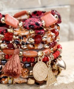 Urbanista Necklaces Lava Layered Bead Stretch Bracelet Set