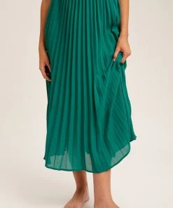 Listicle Bottoms The Kimble Pleated Maxi Skirt In Green