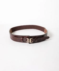 Leto Belts Double Buckle Belt In Brown