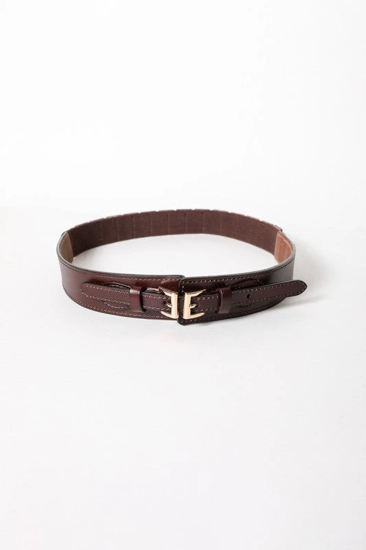 Leto Belts Double Buckle Belt In Brown 3 Leto Belts Double Buckle Belt In Brown
