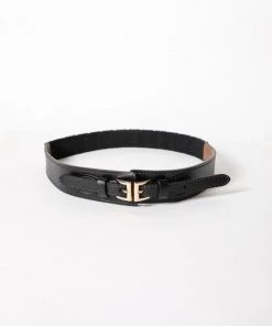Leto Double Buckle Belt In Black Belts