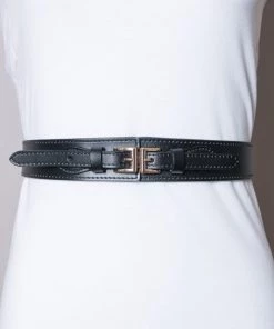 Leto Double Buckle Belt In Black Belts