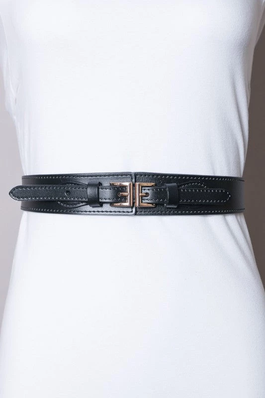Leto Double Buckle Belt In Black Belts 4 Leto Double Buckle Belt In Black Belts