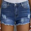 Shying Fashion The Brook Denim Shorts In Dark Blue