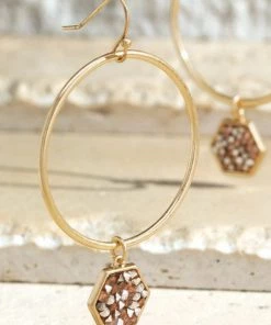 Urbanista Glittery Glass Stone Charm Earring In Champagne Earrings