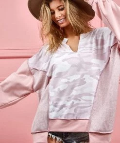 Bibi Tops The Maude Camo Pullover