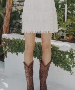Blue B The Jackie Fringe Skirt In Cream Bottoms