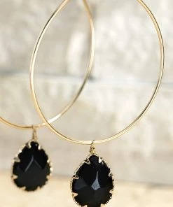 Urbanista Earrings Natural Stone Teardrop Earring - Black