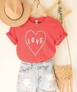 Oat Collective Love Tee In Heather Red Tops