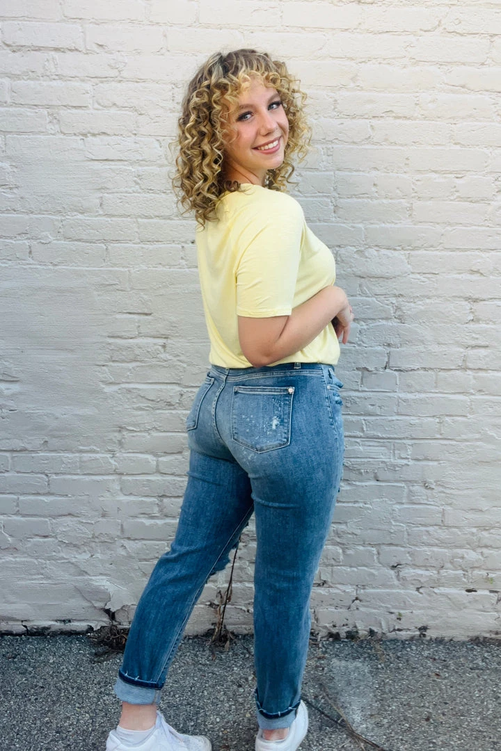 New Arrivals Judy Blue Mid-Rise Boyfriend Bleach Splash 4 New Arrivals Judy Blue Mid-Rise Boyfriend Bleach Splash